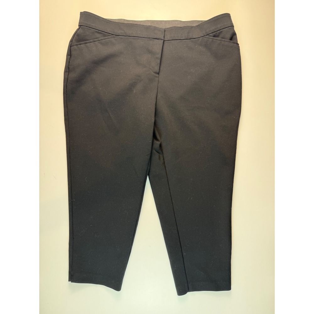 Avenue Black Petite Cropped Dress Pants Size 16P Tapered Work‎ Trousers Elastic